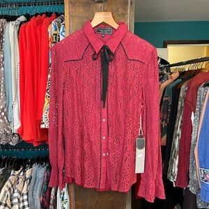 Double D Ranch Red Lace Button Down Shirt